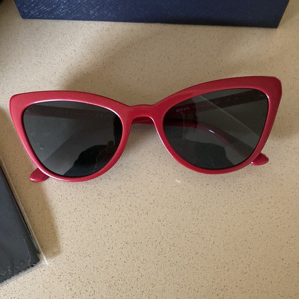 NWT Prada polarized cat eye red sunglasses